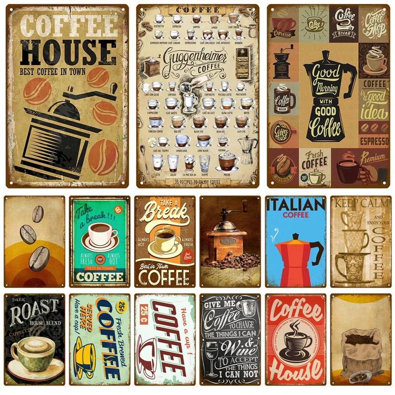 Vintage Collectible Plates - 금속 간판, 복고풍 장식, 빈티지 커피