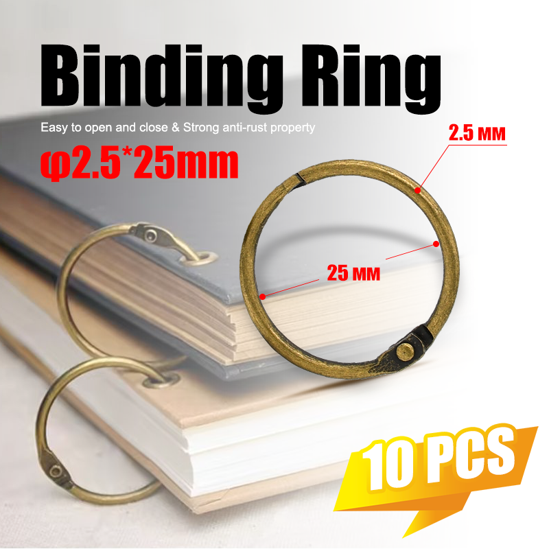 Vintage Collectible Books - 10개 빈티지 황동 25mm 바인더 링