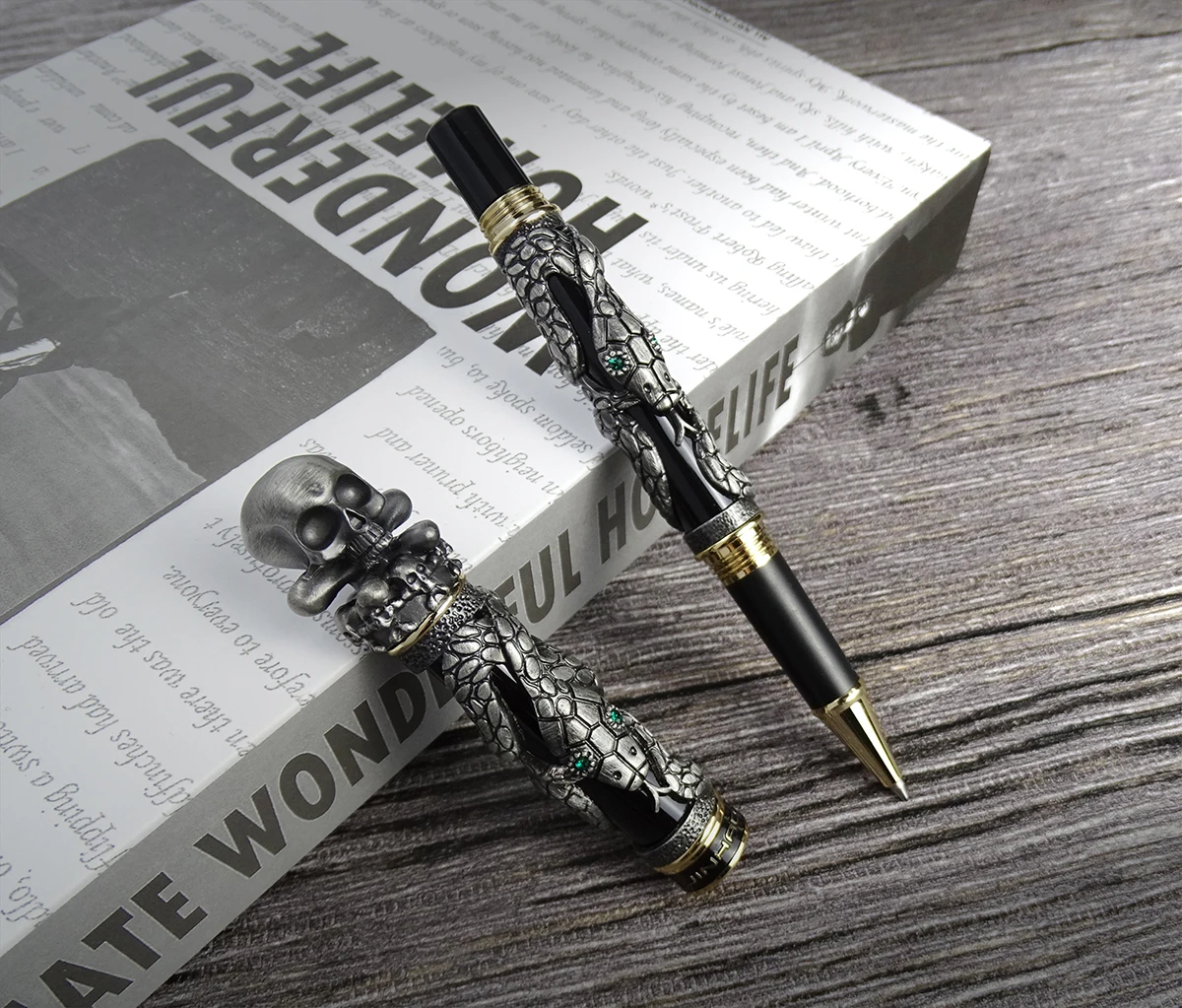 Jinhao 금속 빈티지 롤러 볼 펜, 해골, 해골,  - Vintage Collectible Pens 리뷰 및 가격